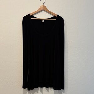 Free People Black Ribbed Long Sleeve Top Tunic